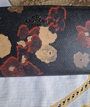 Coach Floral Print Black Wallet